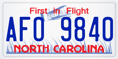 NC license plate AFO9840