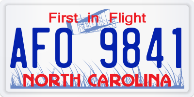 NC license plate AFO9841