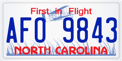 NC license plate AFO9843