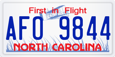 NC license plate AFO9844