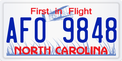 NC license plate AFO9848