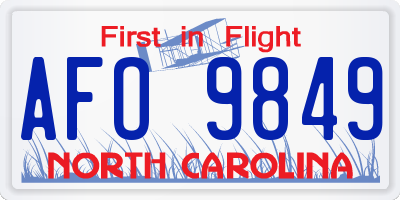 NC license plate AFO9849