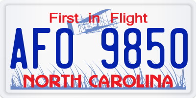 NC license plate AFO9850
