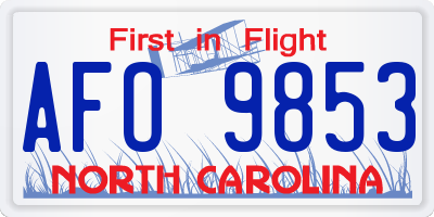 NC license plate AFO9853