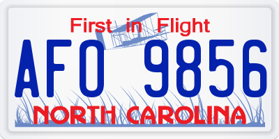 NC license plate AFO9856