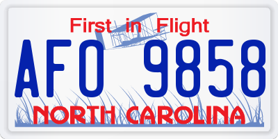 NC license plate AFO9858
