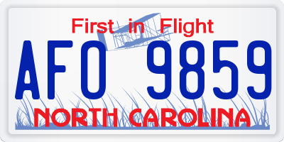 NC license plate AFO9859