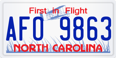 NC license plate AFO9863