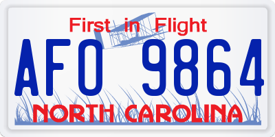 NC license plate AFO9864