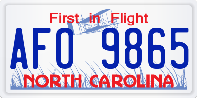 NC license plate AFO9865