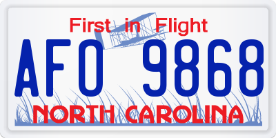 NC license plate AFO9868