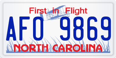NC license plate AFO9869