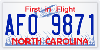 NC license plate AFO9871