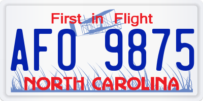 NC license plate AFO9875