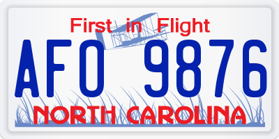 NC license plate AFO9876
