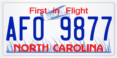 NC license plate AFO9877