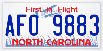 NC license plate AFO9883