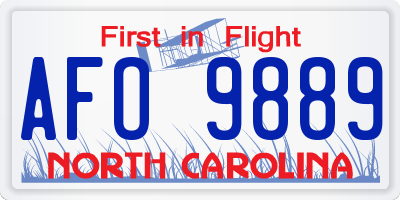 NC license plate AFO9889