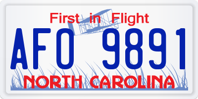 NC license plate AFO9891