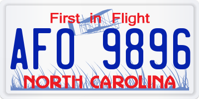 NC license plate AFO9896