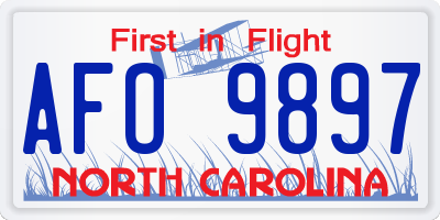 NC license plate AFO9897