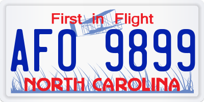 NC license plate AFO9899