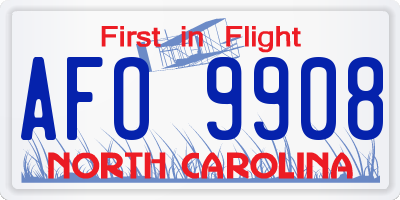 NC license plate AFO9908