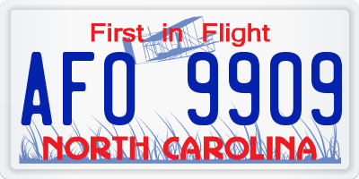 NC license plate AFO9909