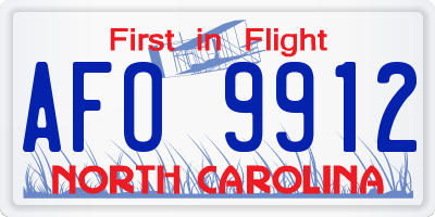 NC license plate AFO9912