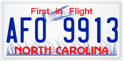 NC license plate AFO9913