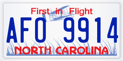 NC license plate AFO9914