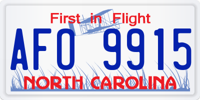 NC license plate AFO9915