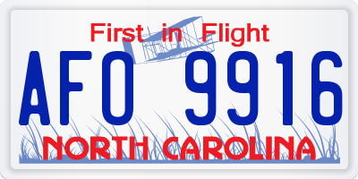 NC license plate AFO9916