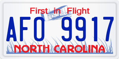 NC license plate AFO9917