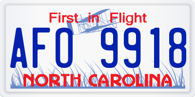 NC license plate AFO9918