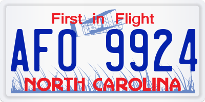 NC license plate AFO9924