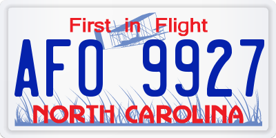 NC license plate AFO9927