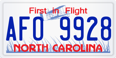 NC license plate AFO9928