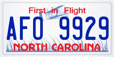 NC license plate AFO9929