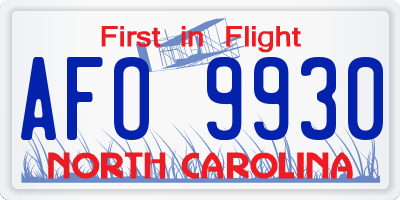 NC license plate AFO9930