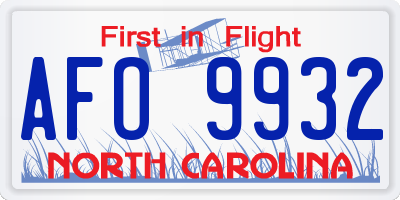 NC license plate AFO9932