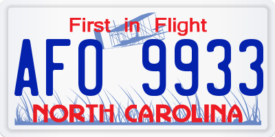 NC license plate AFO9933