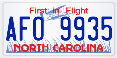 NC license plate AFO9935