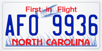 NC license plate AFO9936