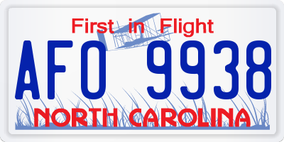 NC license plate AFO9938