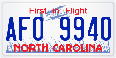 NC license plate AFO9940