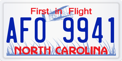 NC license plate AFO9941
