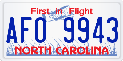 NC license plate AFO9943