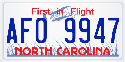 NC license plate AFO9947
