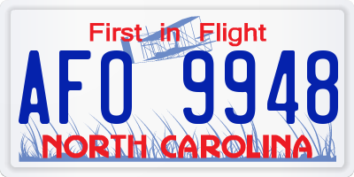 NC license plate AFO9948